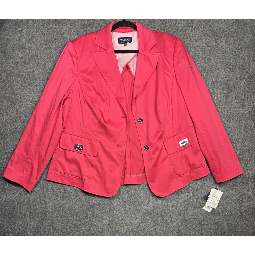 Jones New York Signature Women's Blazer 16W Pink Stretch NWT Career Jacket